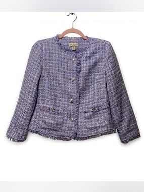 Appleseed’s Lavender Tweed Frayed Hem Jacket